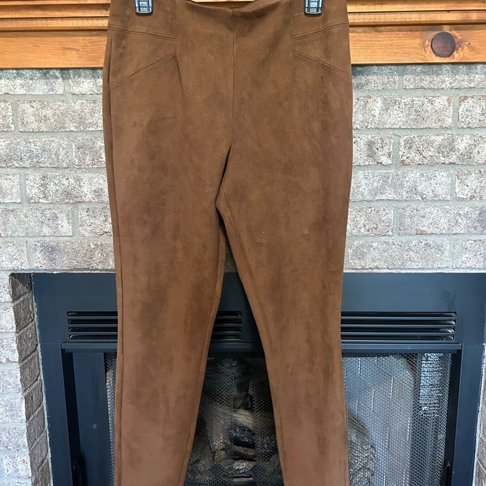 Cato Brown Suede-Look Ponte Pull-On Pants